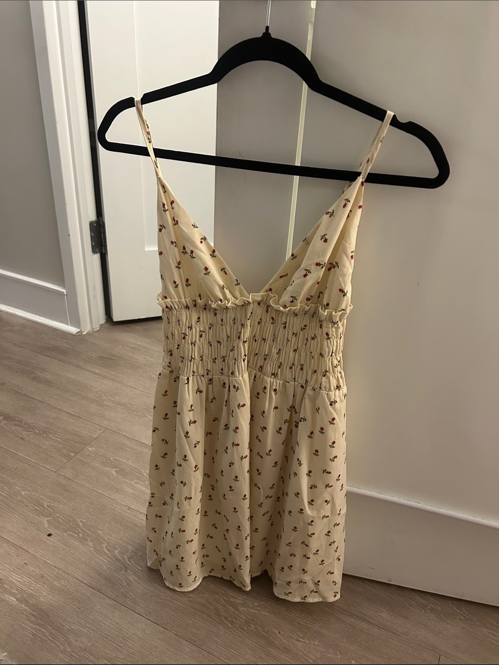 Princess Polly Cream Mini Sundress with Red Floral Print